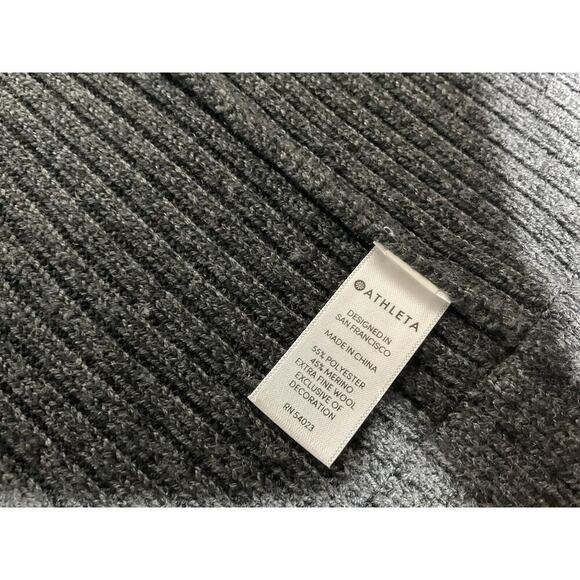 Athleta Thermolite Sentinel Sweater Wrap Grey Ribbed Merino Wool Cardigan Sz XS - Picture 11 of 12